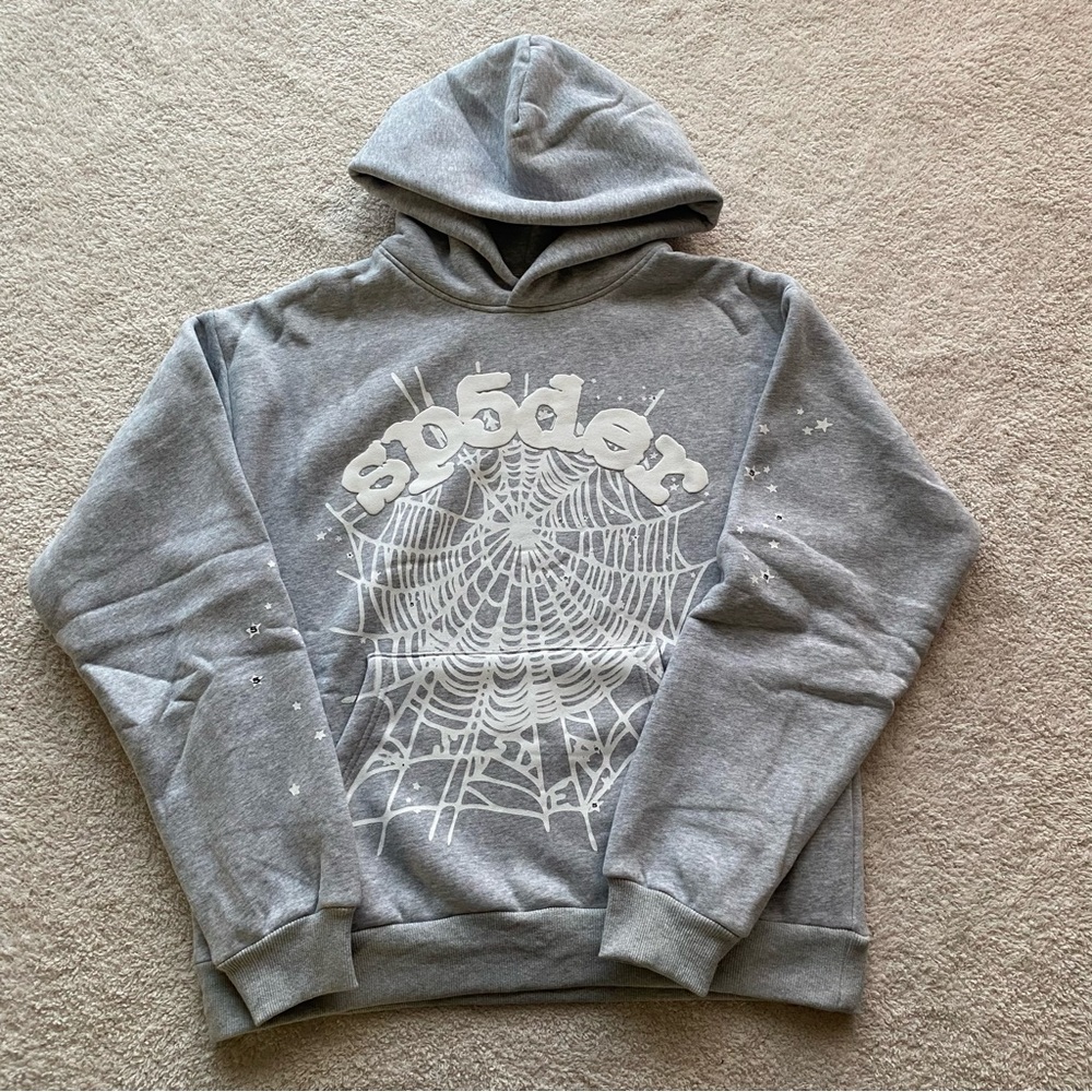 Gray Sp5der Web Graphic Hoodie